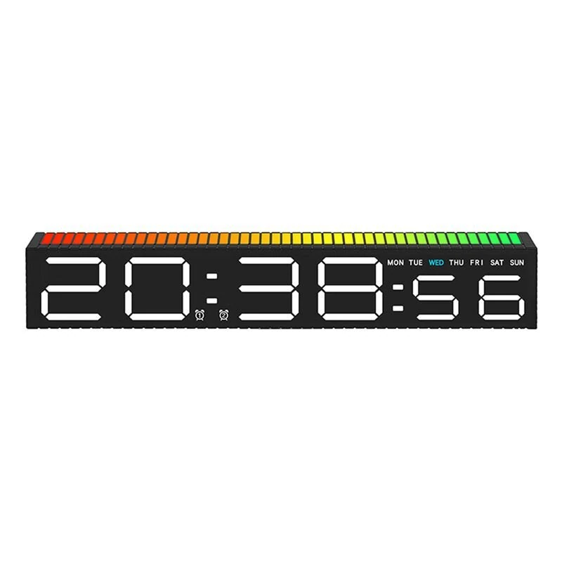 RGB Light Table Clock LED Alarm Clock Speaker Display Colorful 3 Levels Brightness Dual Mode LED Lamp Strip Rhythm Pickup Design for Home Desktop — view 8