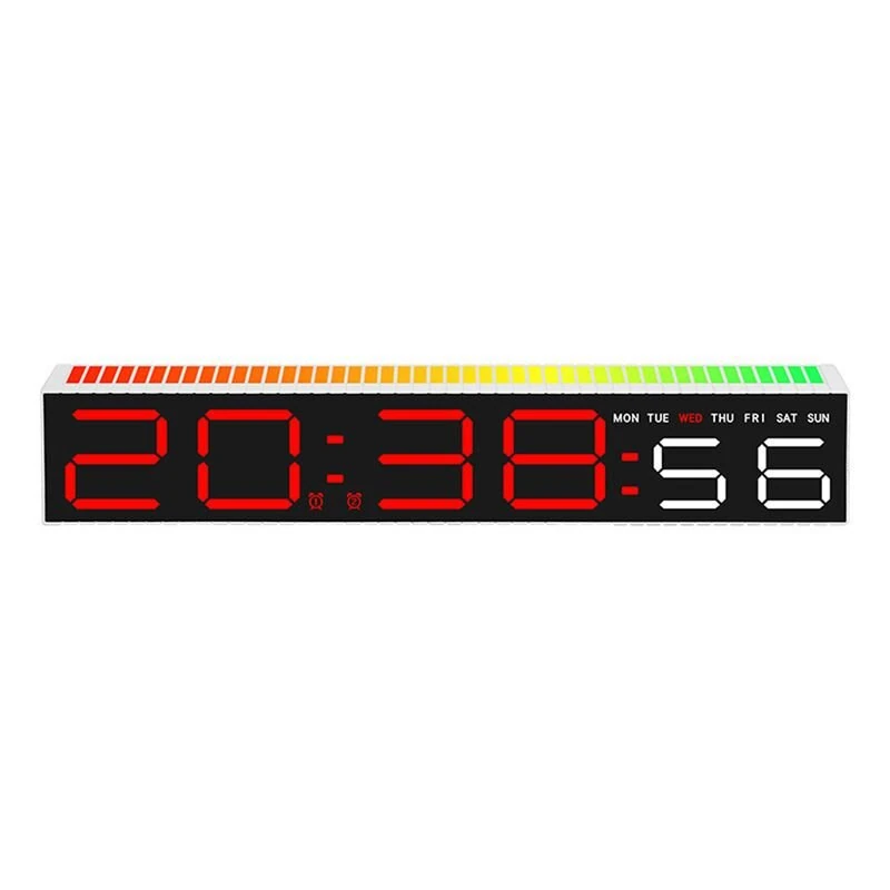 RGB Light Table Clock LED Alarm Clock Speaker Display Colorful 3 Levels Brightness Dual Mode LED Lamp Strip Rhythm Pickup Design for Home Desktop — view 9