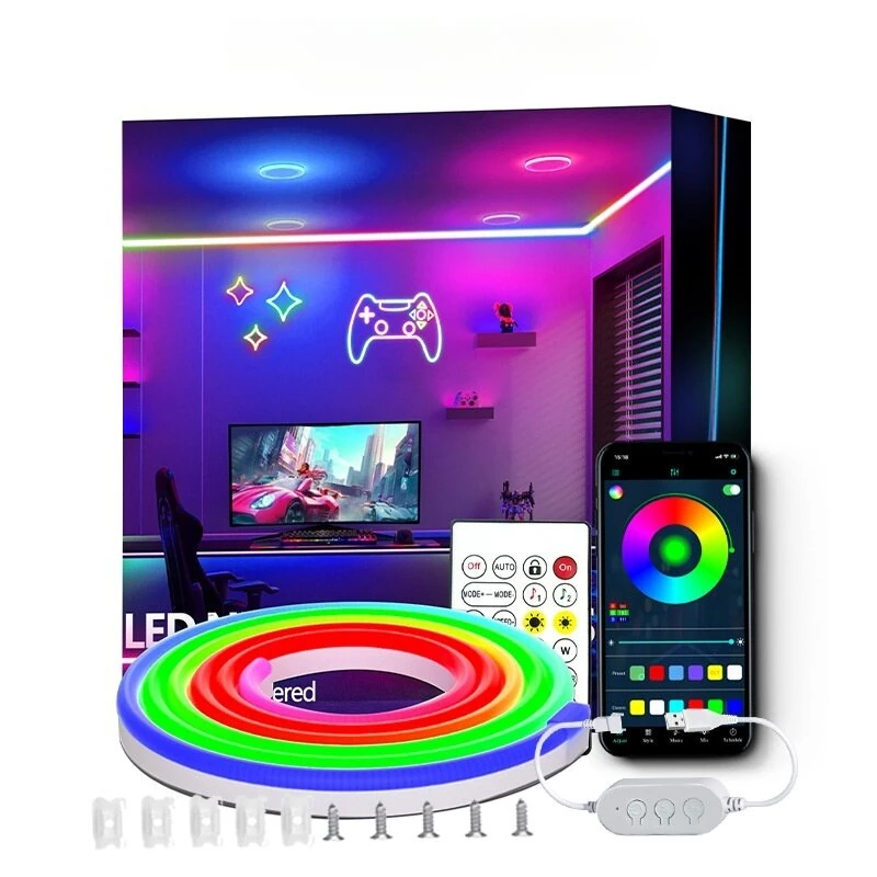 RGB Neon LED Light Strip RGBIC Waterproof Flexible 60 LEDs/m USB Powered Bluetooth App Remote Music Sync Timer Flexible Lighting Adjustments — view 3