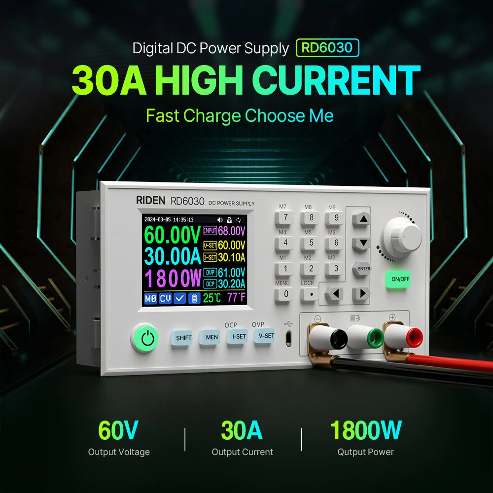 RIDEN RD6030/W 60V 30A DC Voltage Step-down Stabilized Lab Power Supply Module Buck Adjustable Converter Battery Charging — view 3