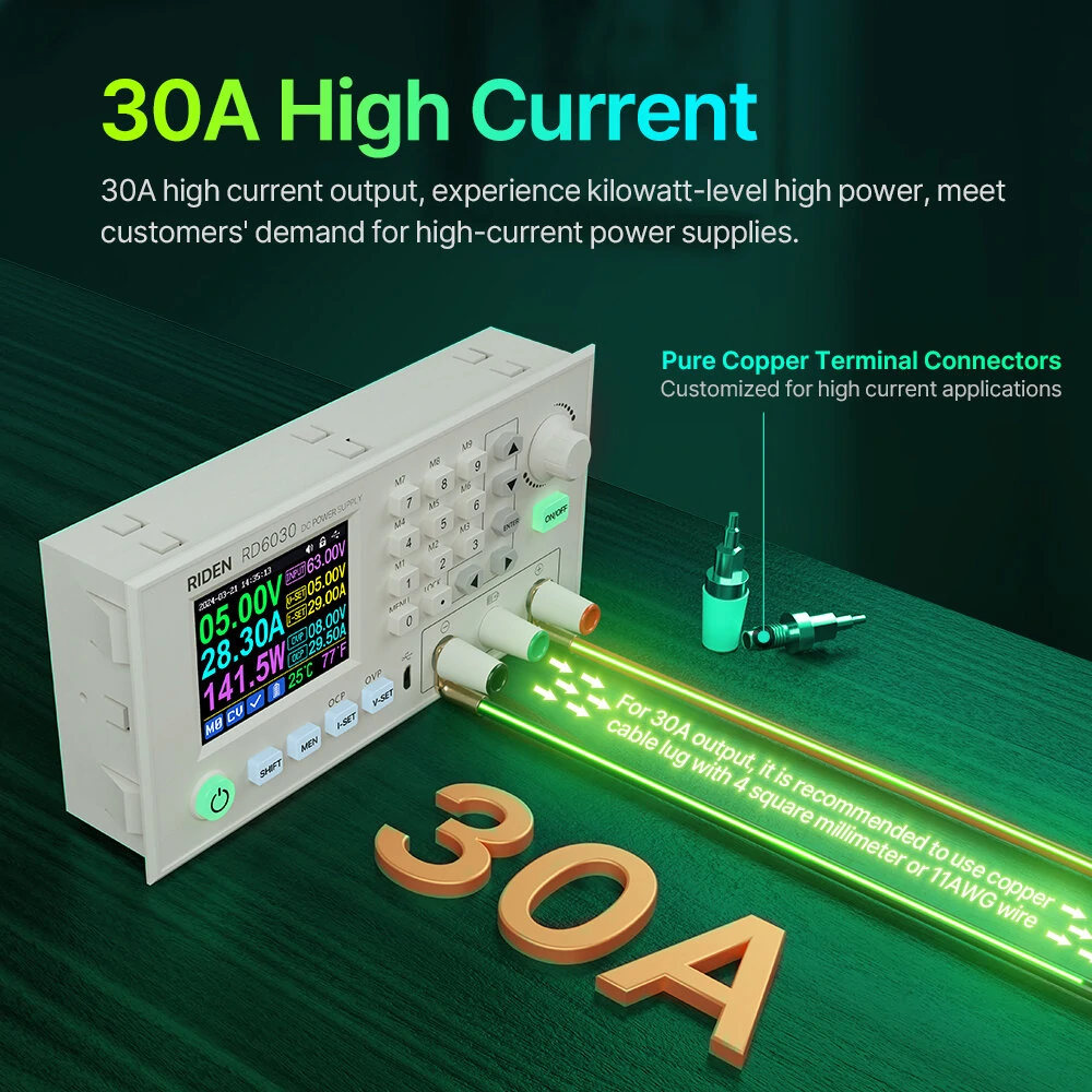 RIDEN RD6030/W 60V 30A DC Voltage Step-down Stabilized Lab Power Supply Module Buck Adjustable Converter Battery Charging — view 5