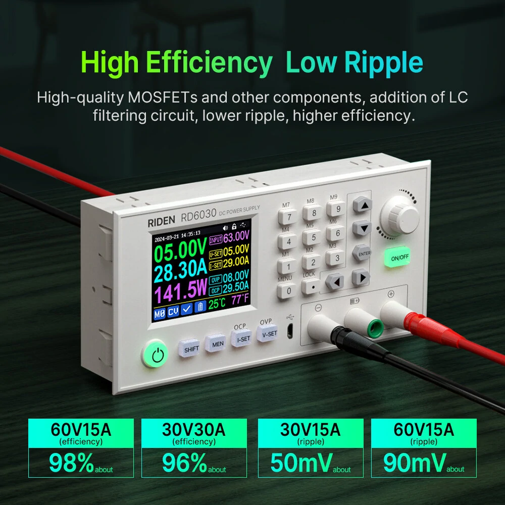 RIDEN RD6030/W 60V 30A DC Voltage Step-down Stabilized Lab Power Supply Module Buck Adjustable Converter Battery Charging — view 6