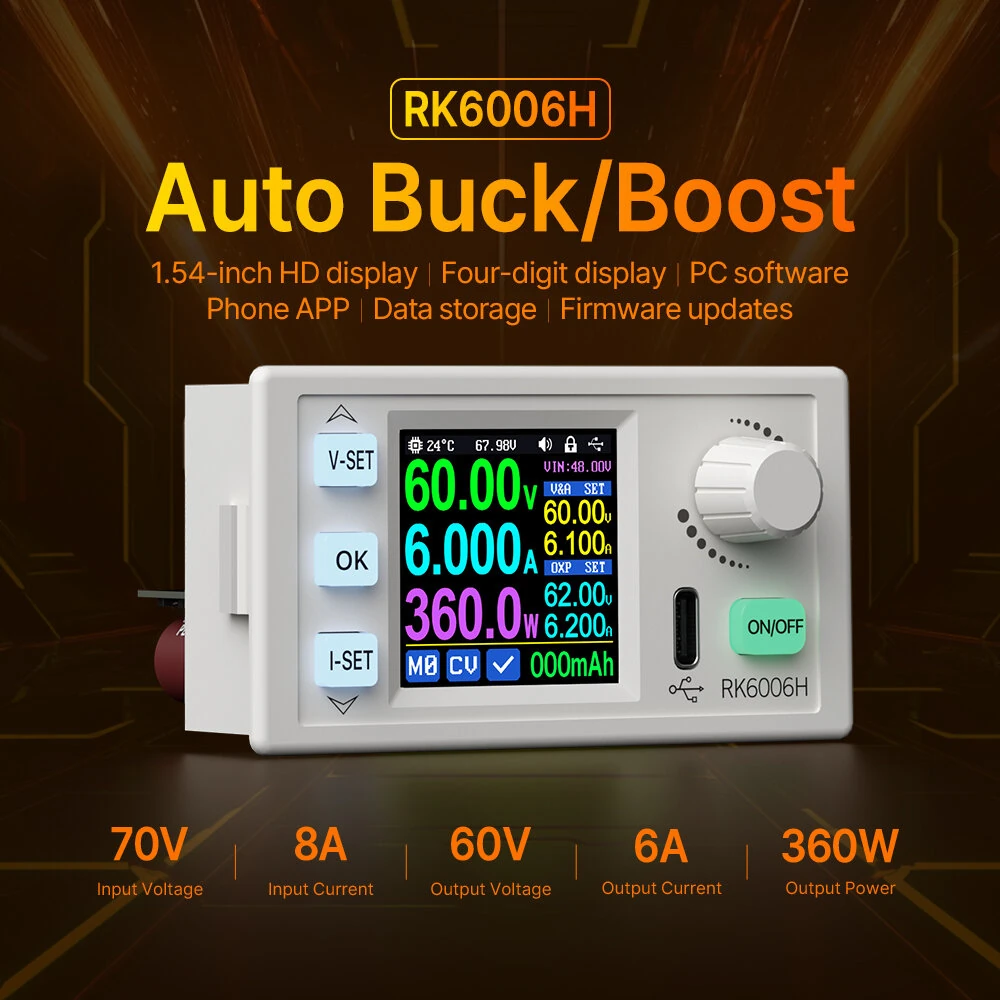 RIDEN RK6006H/BT 60V 6A 360W Step Up Step Down Voltage Module Adjustable Digital Control DC Regulated Power Supply Constant Voltage Current Meter — view 2