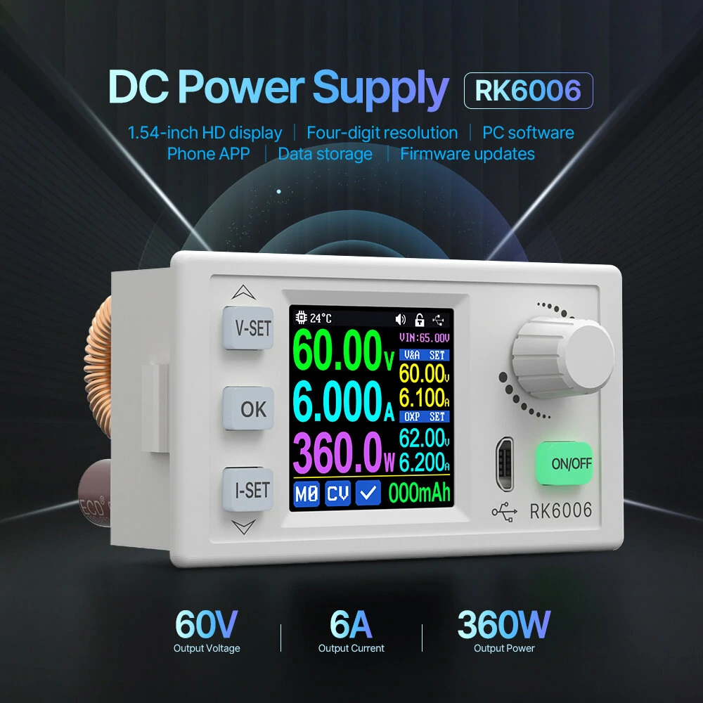 RIDEN® RK6006/RK6006-BT 60V 6A 4 Digit Communication 360W Adjustable Digital DC to DC Step Down Voltage Bench Power Supply Buck Converter — view 3