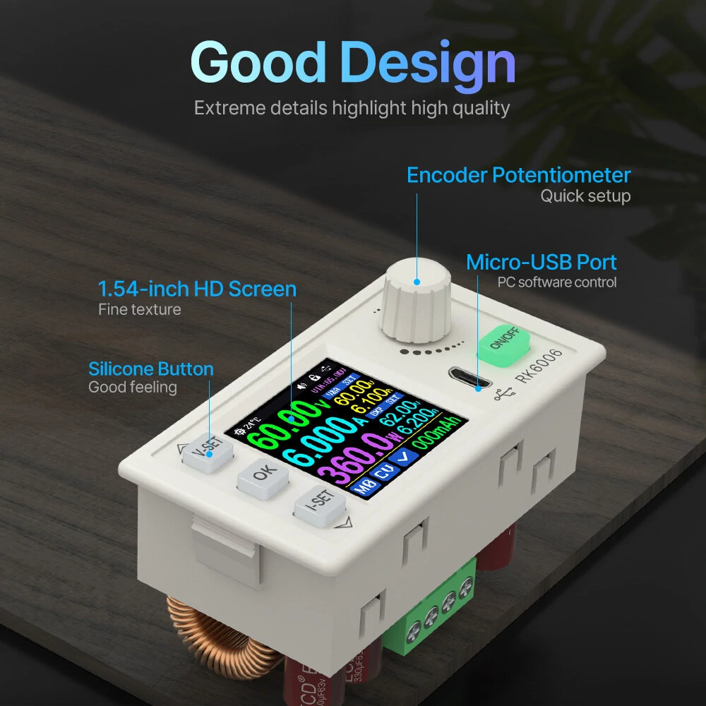 RIDEN® RK6006/RK6006-BT 60V 6A 4 Digit Communication 360W Adjustable Digital DC to DC Step Down Voltage Bench Power Supply Buck Converter — view 4