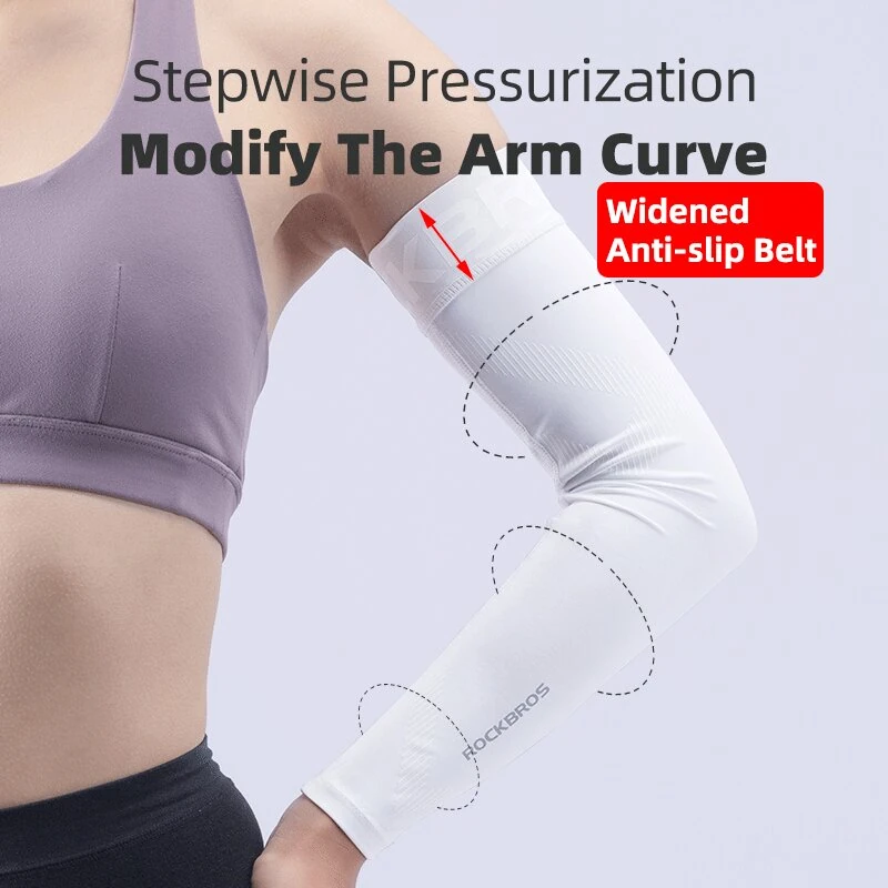 ROCKBROS Bike Arm Sleeve Breathable Quick Dry UPF50 UV Protection Cycling Sport Sleeve Ice Fabric Sunscreen Sports Wear Fitness Arm Sleeve — view 4