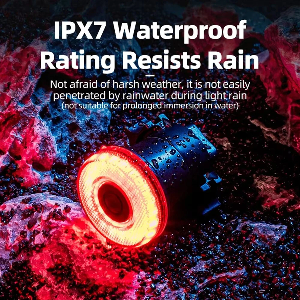 ROCKBROS BL-S1 Smart Brake Sensor Bicycle Taillight 400 mAH Type-C Charging IPX7 Waterproof Aluminum Bike Rear Light for Night Road Warning Riding — view 5