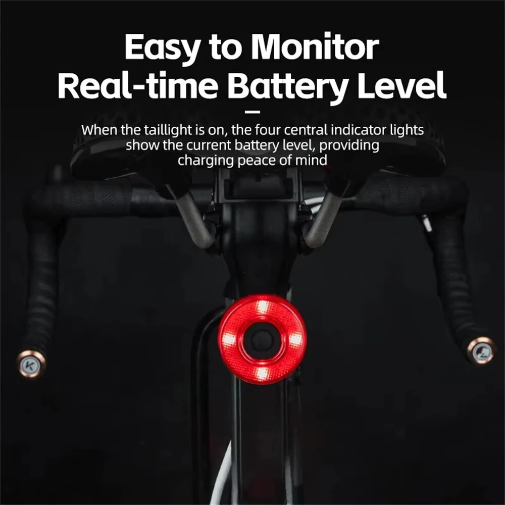 ROCKBROS BL-S1 Smart Brake Sensor Bicycle Taillight 400 mAH Type-C Charging IPX7 Waterproof Aluminum Bike Rear Light for Night Road Warning Riding — view 7