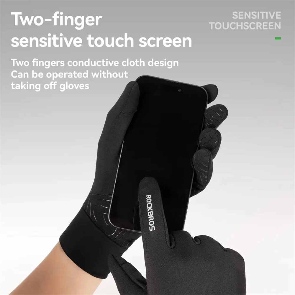 ROCKBROS Cycling Gloves for Men Women Touch screen Warmer Non-slip Full Finger Windproof Riding Glove for Outdoor Sports Spring Autumn — view 5