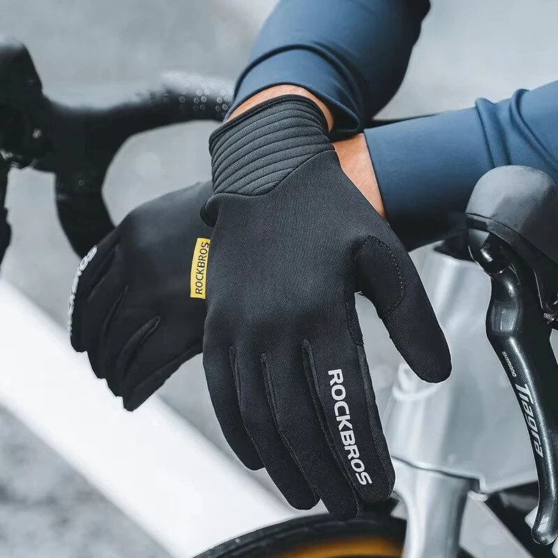 ROCKBROS Cycling Gloves Touch Screen Winter Thermal Fleece Warmer Windproof Full Finger Non-slip Gloves for Riding Hiking Climbing — view 4