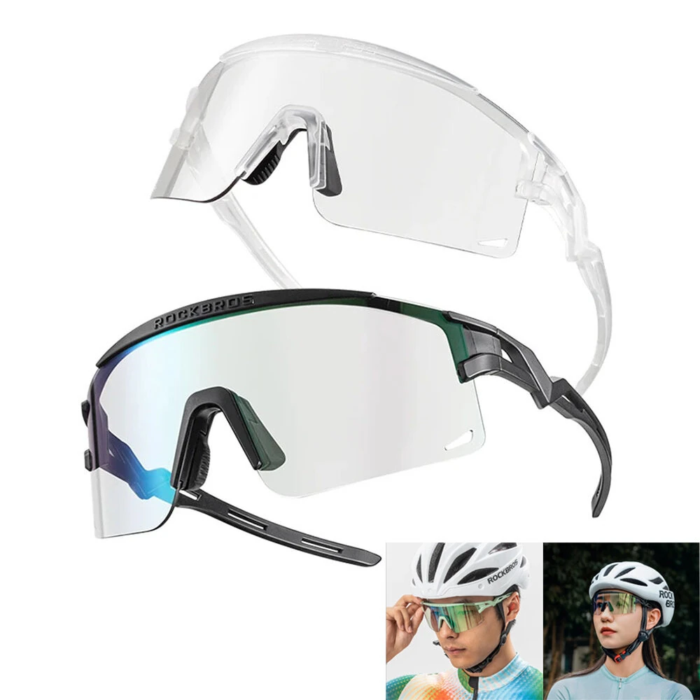 ROCKBROS Cycling Goggles Photochromic Anti-Fog Ultralight UV Protection Biking Glasses MTB Road Outdoor Sports Sunglasses — ROCKBROS