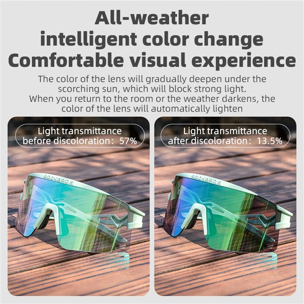 ROCKBROS﻿ Cycling Goggles Photochromic Anti-Fog Ultralight UV Protection Biking Glasses MTB Road Outdoor Sports Sunglasses — view 7
