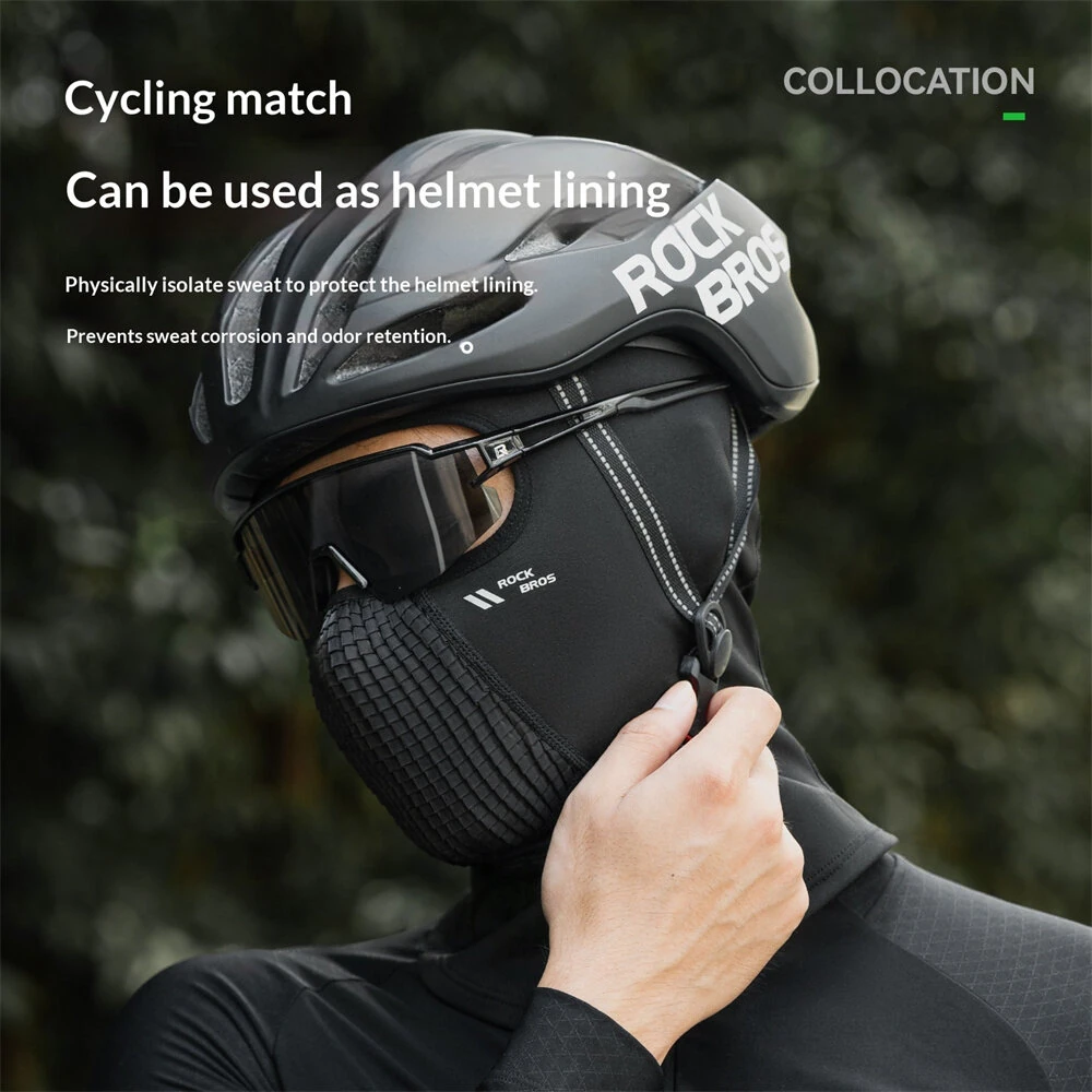 ROCKBROS Cycling Headwear Warm Windproof Head Mask Neck Cover High Elastic Comfy Bicycle Headgear for MTB Motorcycles E-Bike Helmet liner — view 5