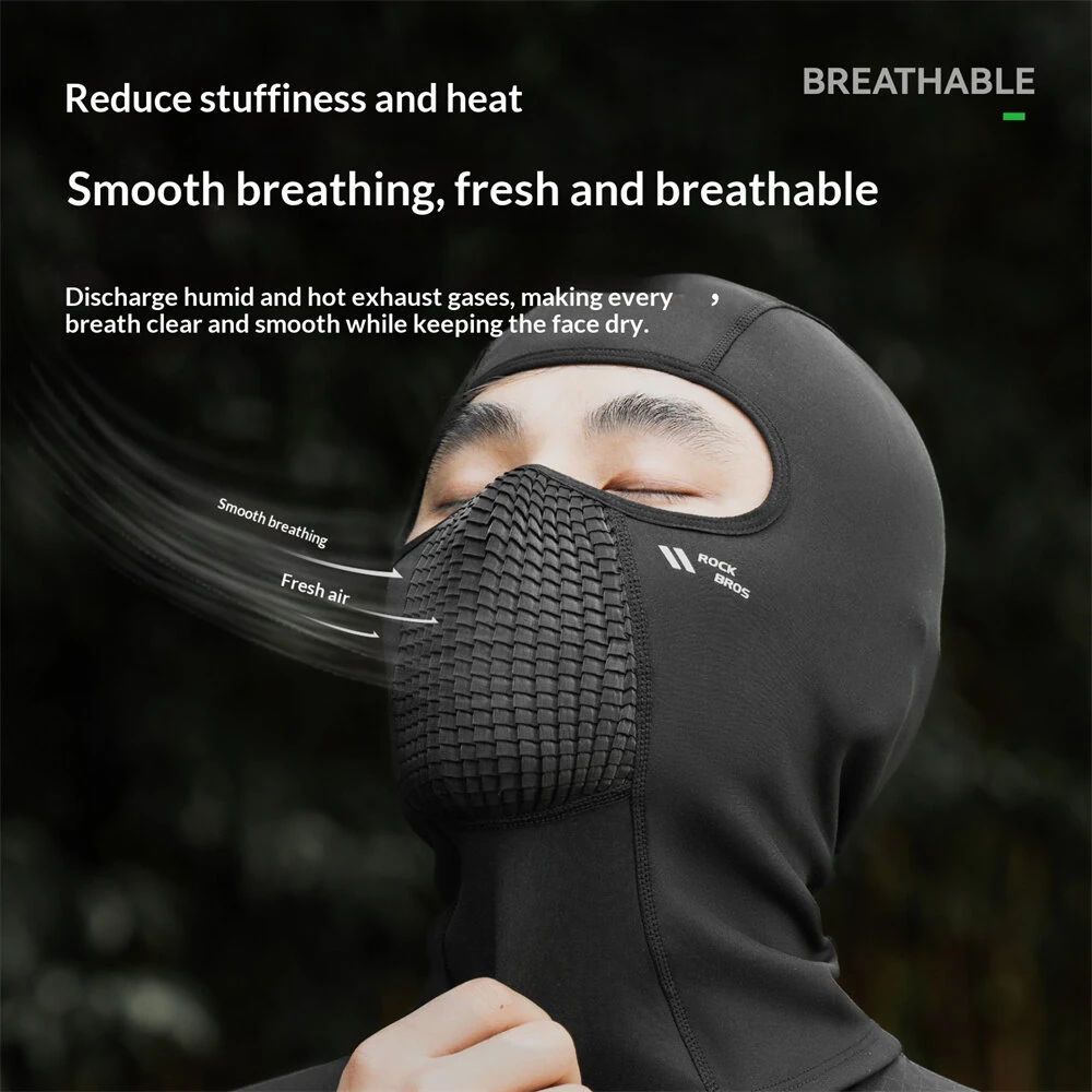 ROCKBROS Cycling Headwear Warm Windproof Head Mask Neck Cover High Elastic Comfy Bicycle Headgear for MTB Motorcycles E-Bike Helmet liner — view 6
