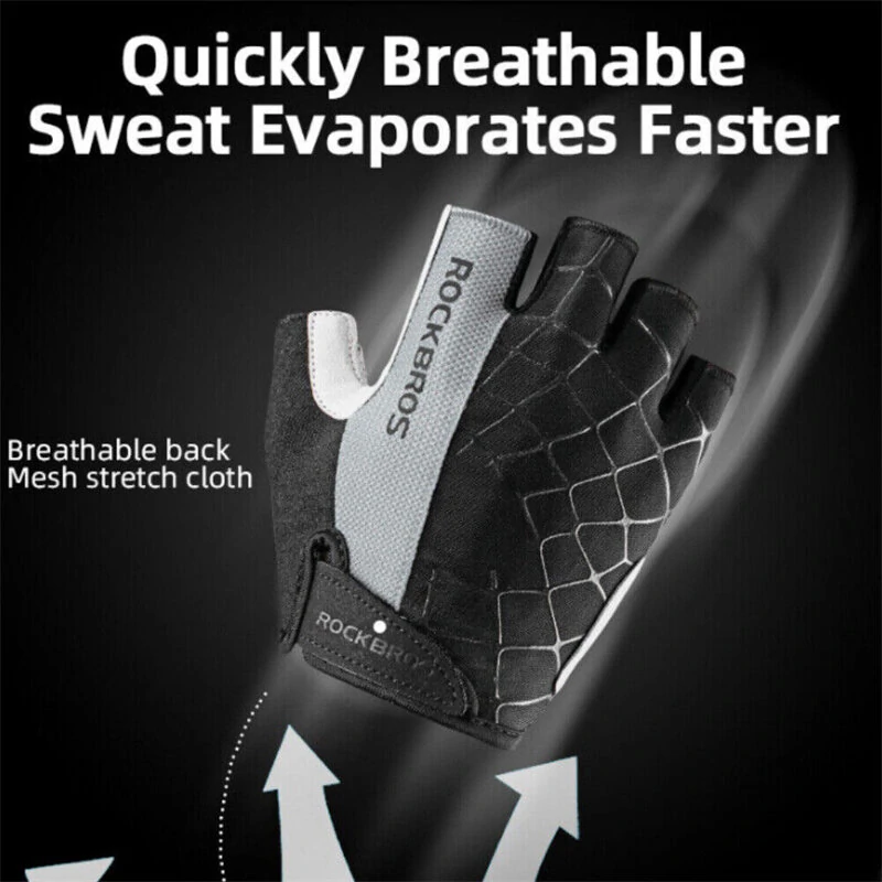 ROCKBROS Half Finger Bicycle Gloves PU Leather Breathable Non-slip  Fashion Gloves for MTB Bike Cycling Fun — view 3
