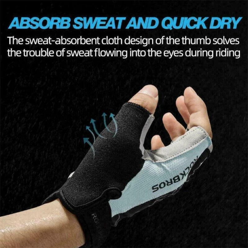 ROCKBROS Half Finger Bicycle Gloves PU Leather Breathable Non-slip  Fashion Gloves for MTB Bike Cycling Fun — view 4