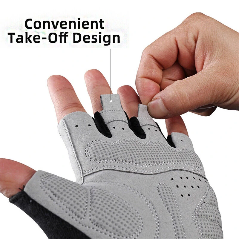 ROCKBROS Half Finger Bicycle Gloves PU Leather Breathable Non-slip  Fashion Gloves for MTB Bike Cycling Fun — view 6