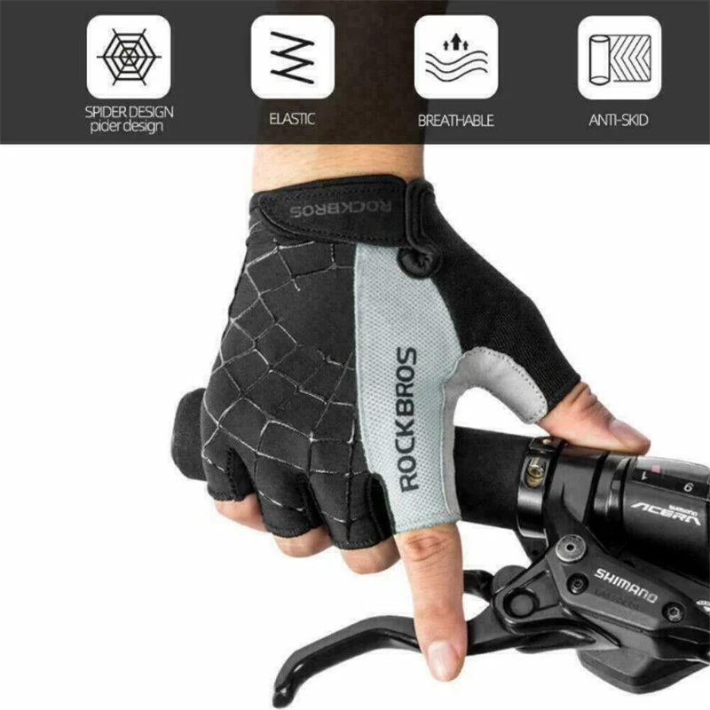 ROCKBROS Half Finger Bicycle Gloves PU Leather Breathable Non-slip  Fashion Gloves for MTB Bike Cycling Fun — view 7
