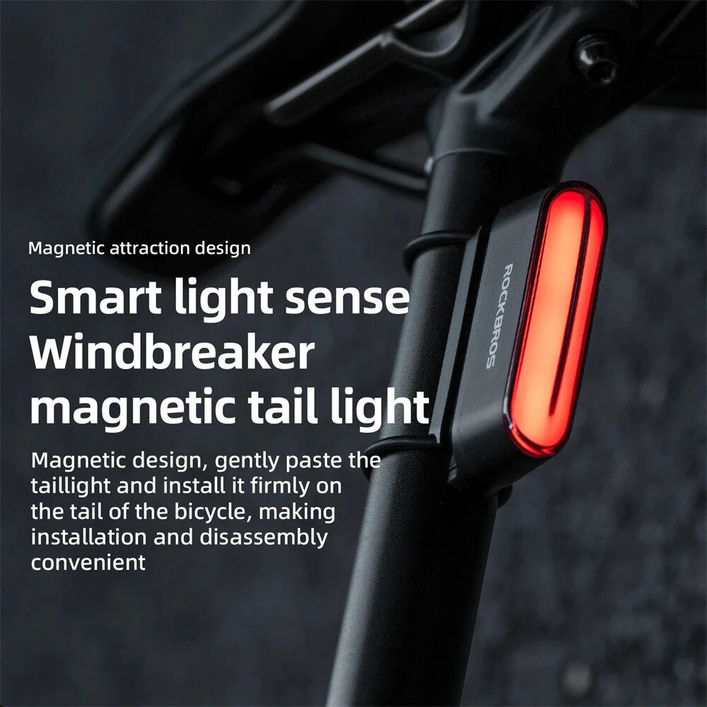 ROCKBROS Magnetic Bicycle Taillight Smart Brake Light 7 Lighting Modes IPX6 Waterproof USB Rechargeable LED Bicycle Rear Light for Night Riding — view 4