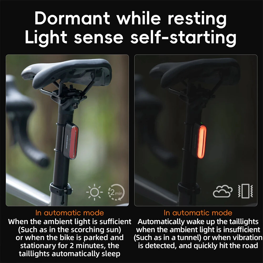 ROCKBROS Magnetic Bicycle Taillight Smart Brake Light 7 Lighting Modes IPX6 Waterproof USB Rechargeable LED Bicycle Rear Light for Night Riding — view 7