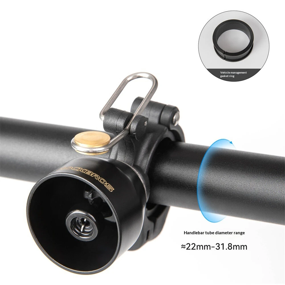 ROCKBROS Mini 90dB Press-type Bicycle Bell Retro High Decibel Crisp Cycling Horn for 22-31.8mm Bike Handlebars — view 2