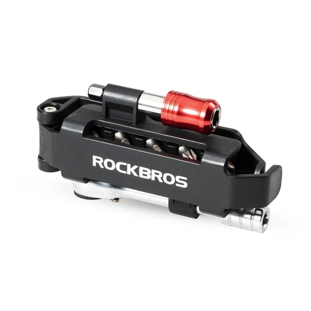 ROCKBROS Portable Bicycle Repair Tool Kit Multi-Function Ratchet Wrench Tools Set with Quick Release Socket Tire Lever Screwdriver Spanner — view 7