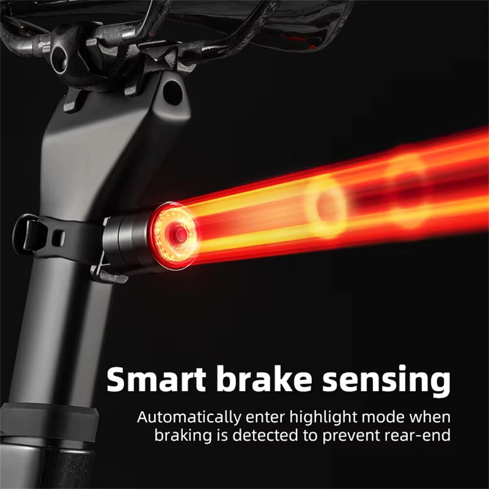 ROCKBROS Q5 Mini Smart Auto Bike Taillight Vibration Sensing Light Sensitivity Brake Rear Light IPx6 Waterproof Type-C Charging Bicycle Lump for MTB Road Night Cycling — view 4
