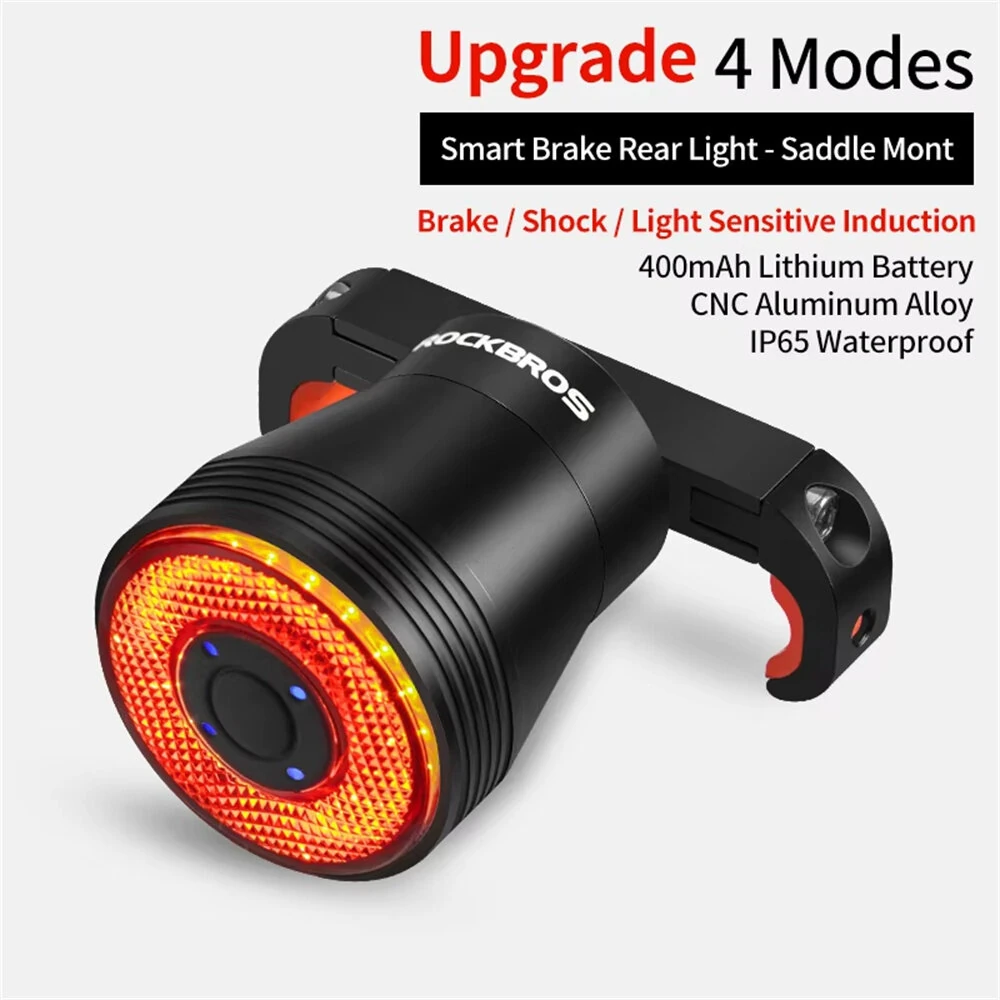 ROCKBROS Q5 Smart Auto Brake Sensing Bicycle Taillight Vibration Sensor Wake-up IPX6 Waterproof USB Charging Bike Rear Light for Night Riding — view 10
