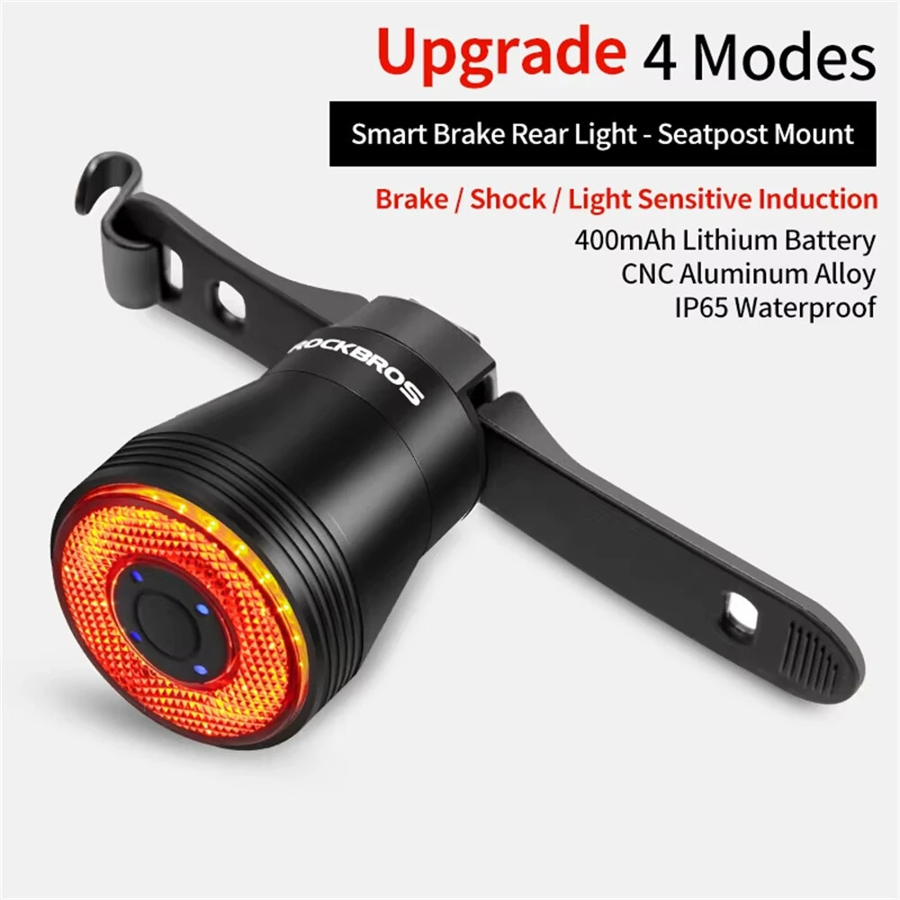 ROCKBROS Q5 Smart Auto Brake Sensing Bicycle Taillight Vibration Sensor Wake-up IPX6 Waterproof USB Charging Bike Rear Light for Night Riding — view 11