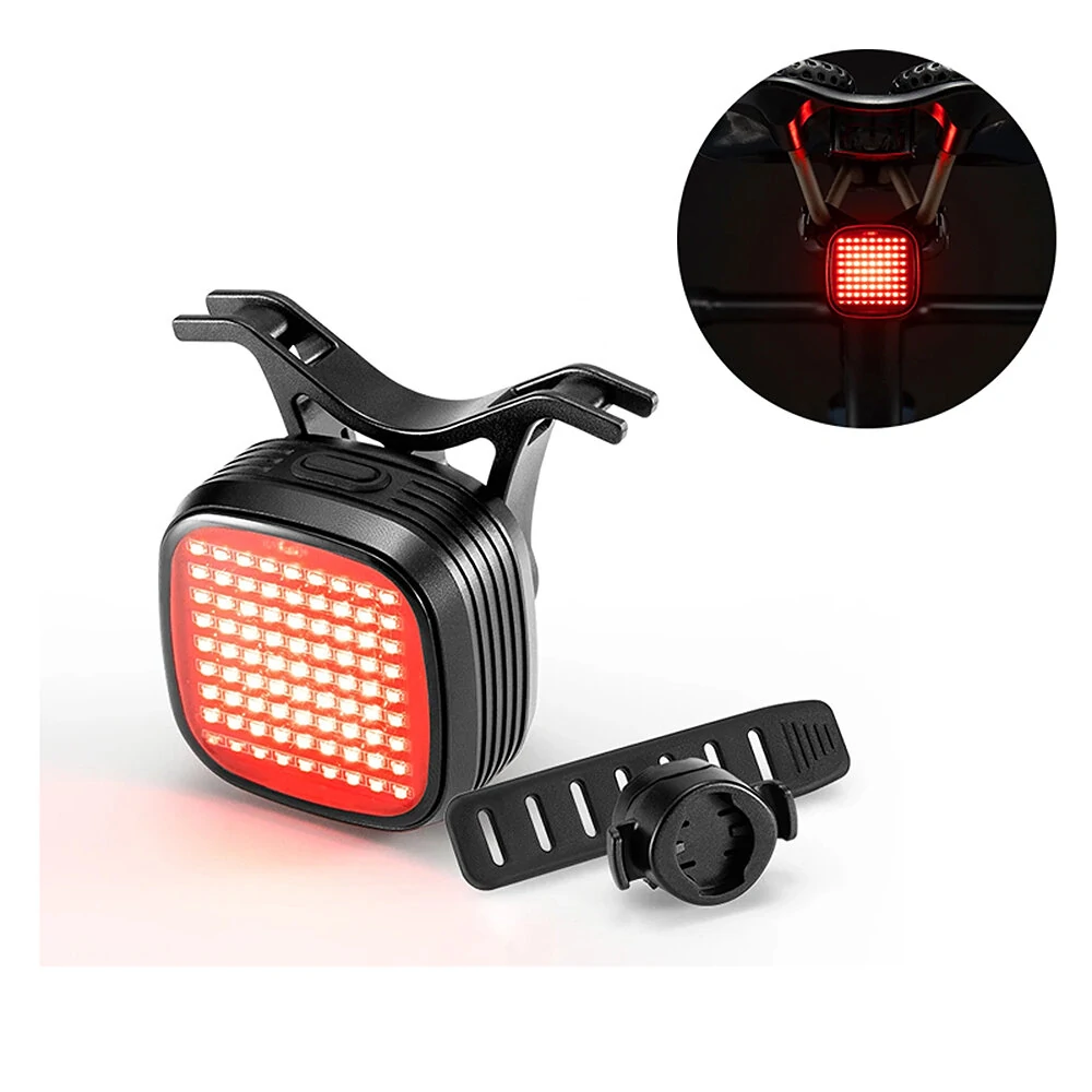 ROCKBROS Smart Bicycle Brake Sensing Taillight 12 Light Modes Vibration Sync Feedback IPX6 Waterproof USB Rechargeable Safe Rear Light for MTB Road Bike Cycling — ROCKBROS