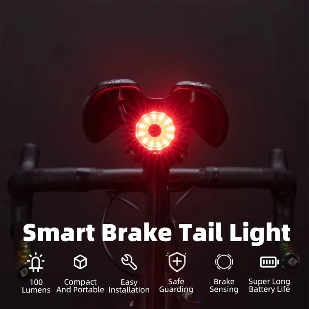 ROCKBROS WR05 100LM Smart Smart Brake Bicycle Taillight 7 Lighting Modes USB Charging 500mAH Bike Rear Light for Outdoor Night Warning Safe Cycling — view 2