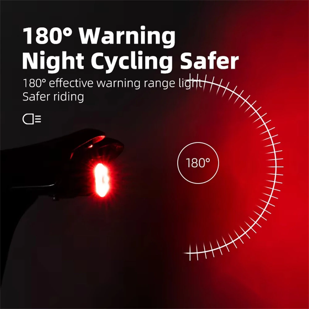 ROCKBROS WR05 100LM Smart Smart Brake Bicycle Taillight 7 Lighting Modes USB Charging 500mAH Bike Rear Light for Outdoor Night Warning Safe Cycling — view 3