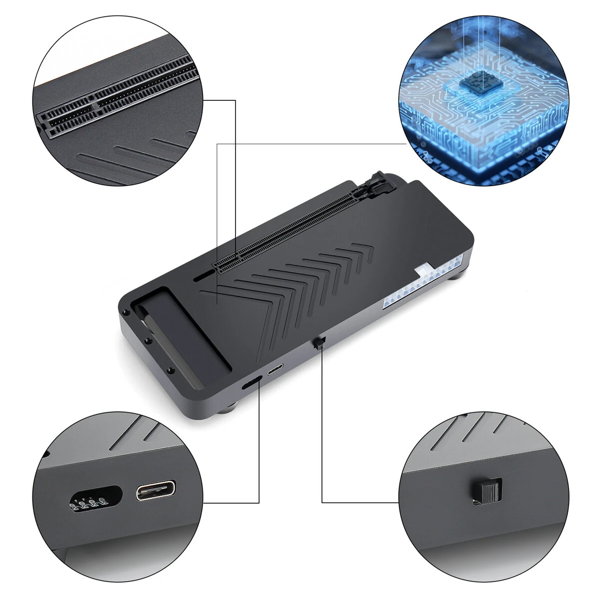 RONGDESON RDS003 External Graphics Card Dock Thunderbolt4 USB4 40Gbps PCIe 4.0x16 AMD NVIDIA GPU Compatibility Windows Linux Type-C Portable Aluminum Alloy Gaming AI eGPU Enclosure — view 6