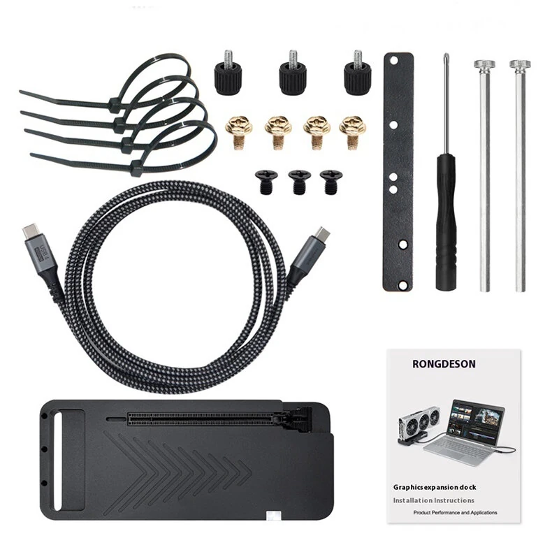 RONGDESON RDS003 External Graphics Card Dock Thunderbolt4 USB4 40Gbps PCIe 4.0x16 AMD NVIDIA GPU Compatibility Windows Linux Type-C Portable Aluminum Alloy Gaming AI eGPU Enclosure — view 7