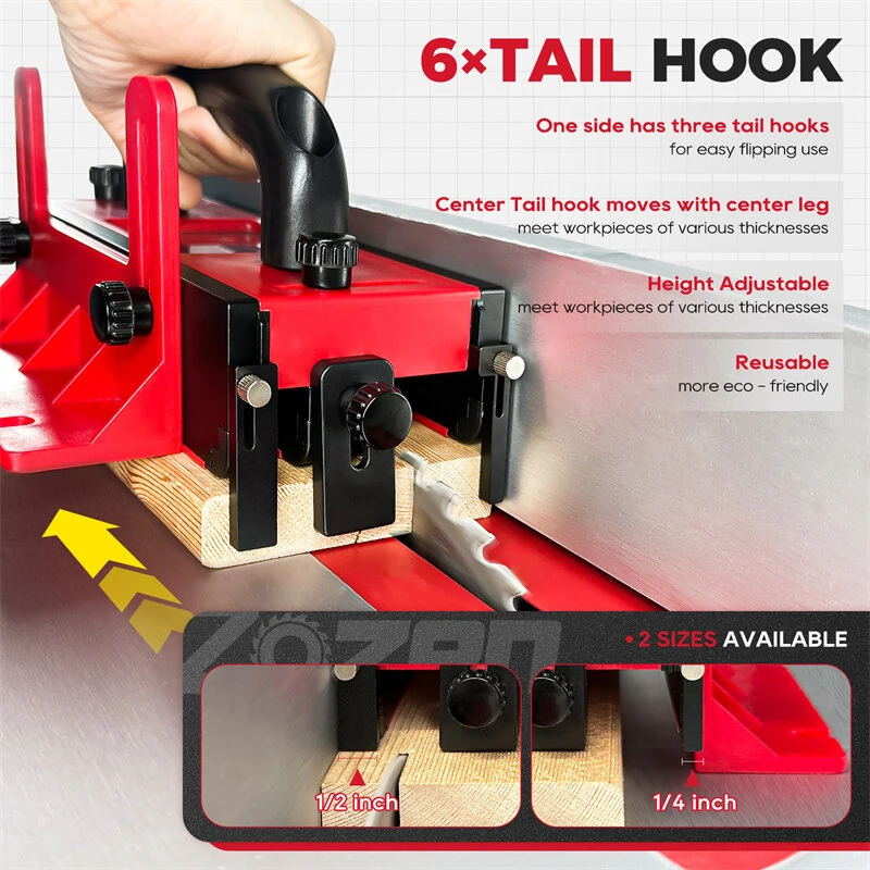 Router Table Push Block ABS Material Adjustable Design Non Slip Strips Transparent Window Safe Cutting Woodworking Tool for Band Saw Jointer Table Saw — view 4