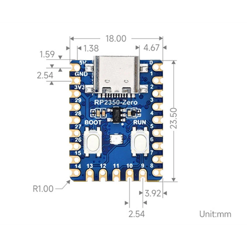 RP2350-Zero Raspberry Pi Dual-core Microcontroller Development Board High Performance Low Power IoT DIY Projects Compatible with Arduinos — view 5