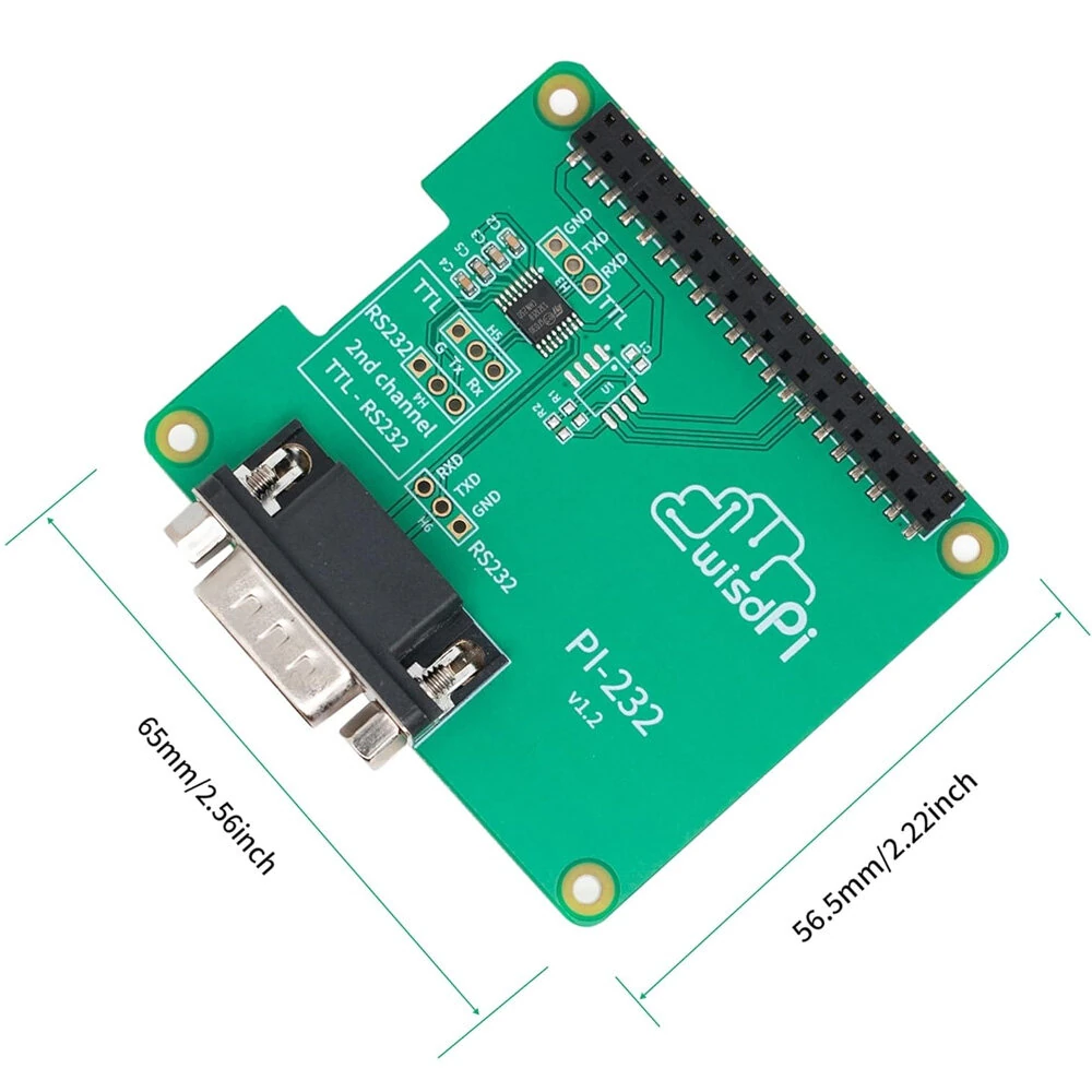 RS232 Hat Expansion PCB Board for Rapsberry Pi 4/3/2/A+/B+ Compact GPIO TX/RX/GND to DB9M RS232 Serial Expansion Board — view 4