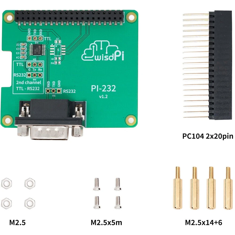 RS232 Hat Expansion PCB Board for Rapsberry Pi 4/3/2/A+/B+ Compact GPIO TX/RX/GND to DB9M RS232 Serial Expansion Board — view 7