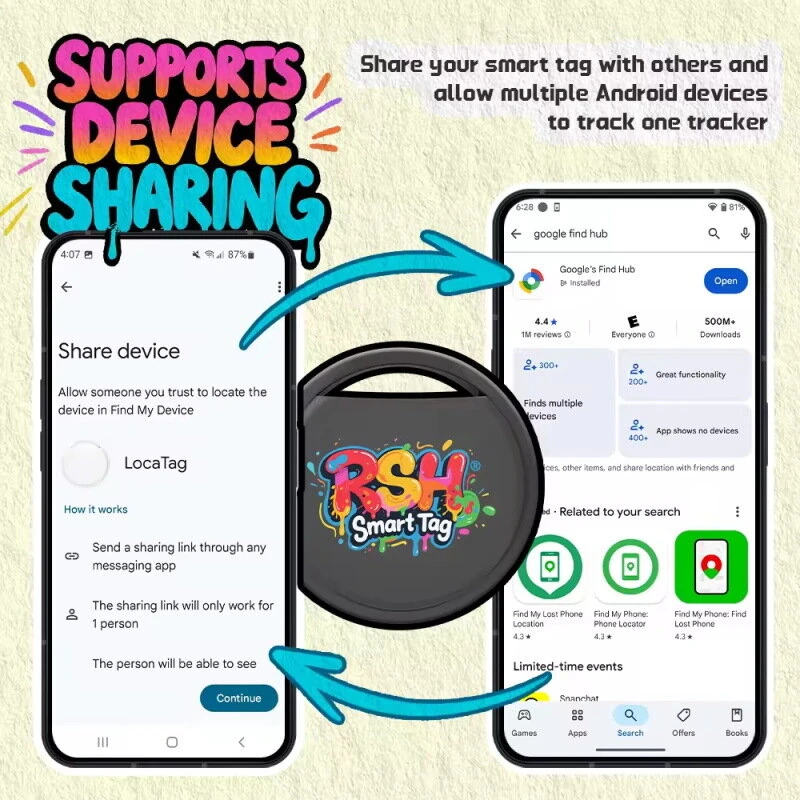 RSH Android GPS Tracker Work With Google's Find Hub Pet Locator for Xiaomi for Samsung Smart Tag for Bag Pet Finder — view 6
