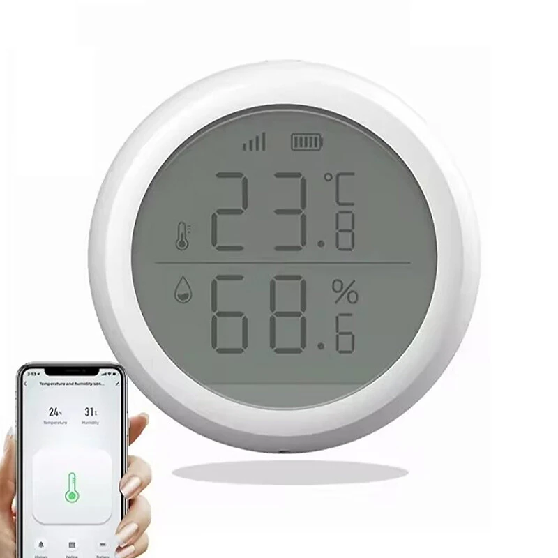 RSH Tuya Smart ZigBee3.0 Thermometer Home Indoor Temperature and Humidity Sensor with LCD Display Smart Life APP Voice Control with Alexa Google Assistant — RSH