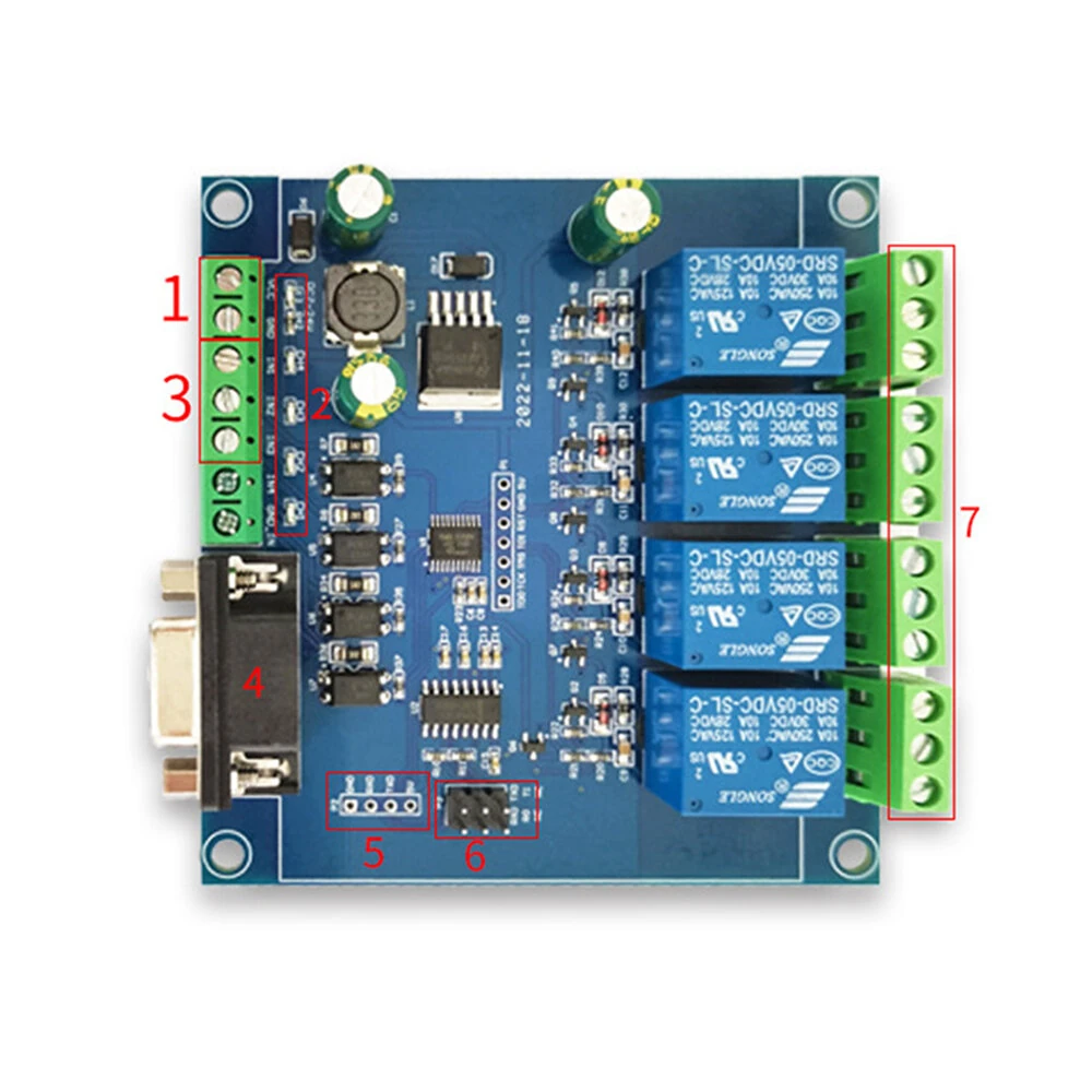 RTU RS232/TTL UART Modbus Rtu 4 Ch Relay Module Communication 4-Channel 7-24V Relay Module — view 6