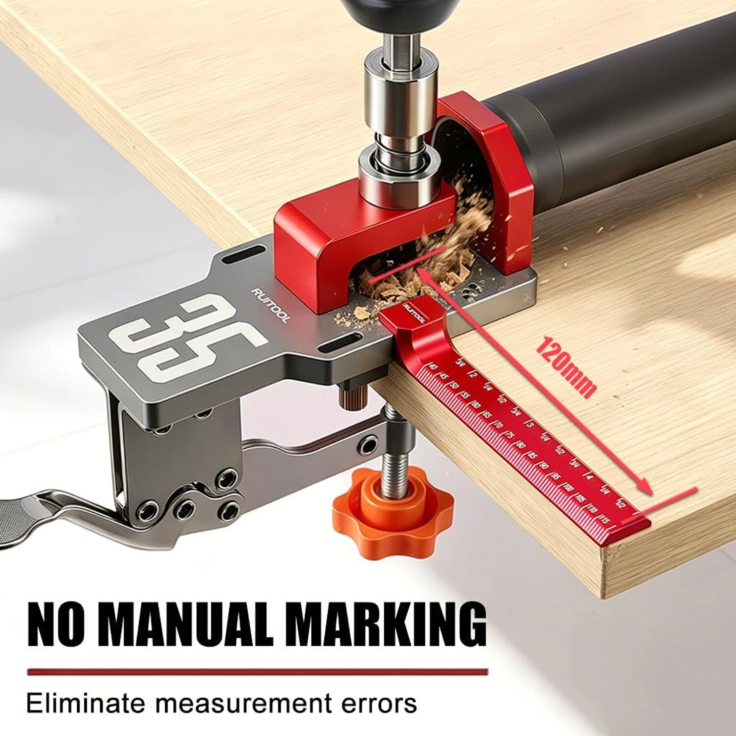 RUITOOL 35mm Cabinet Door Mounting Jig with Secure Clamp Dust Port Adjustable Depth Cabinet Hole Hinge Jig Hardware for Woodworking Home — view 3
