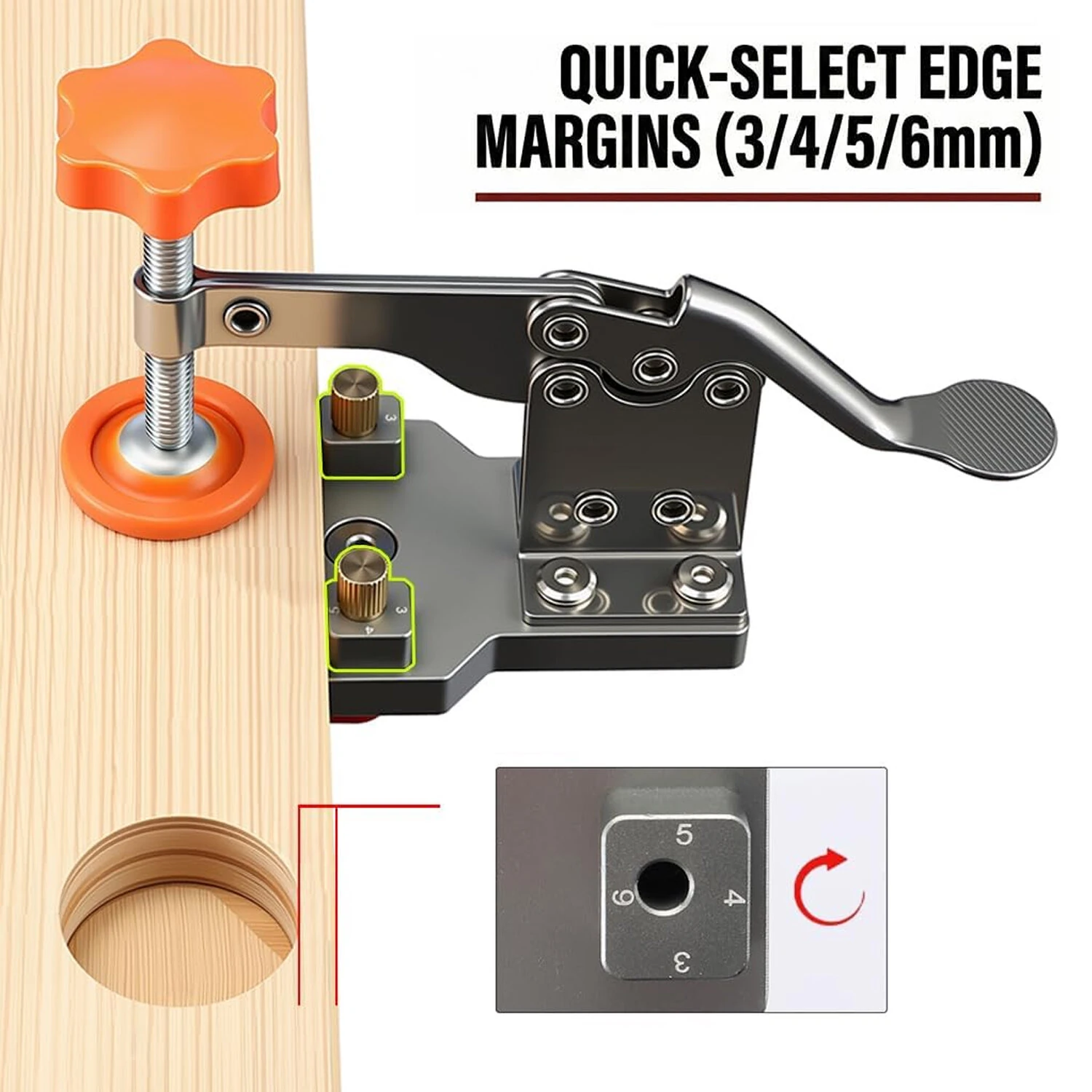 RUITOOL 35mm Cabinet Door Mounting Jig with Secure Clamp Dust Port Adjustable Depth Cabinet Hole Hinge Jig Hardware for Woodworking Home — view 5
