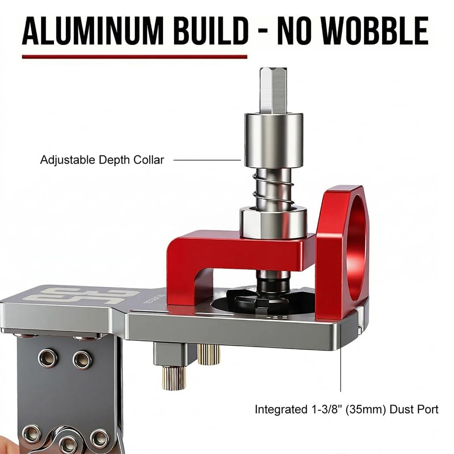 RUITOOL 35mm Cabinet Door Mounting Jig with Secure Clamp Dust Port Adjustable Depth Cabinet Hole Hinge Jig Hardware for Woodworking Home — view 7