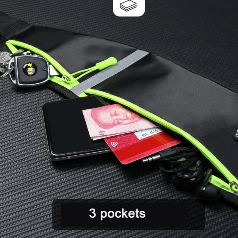 Running Black Grey Waist Bag Adjustable High Capacity Lightweight Waterproof Sports Fanny Pack for Workout Fitness Cycling — view 5