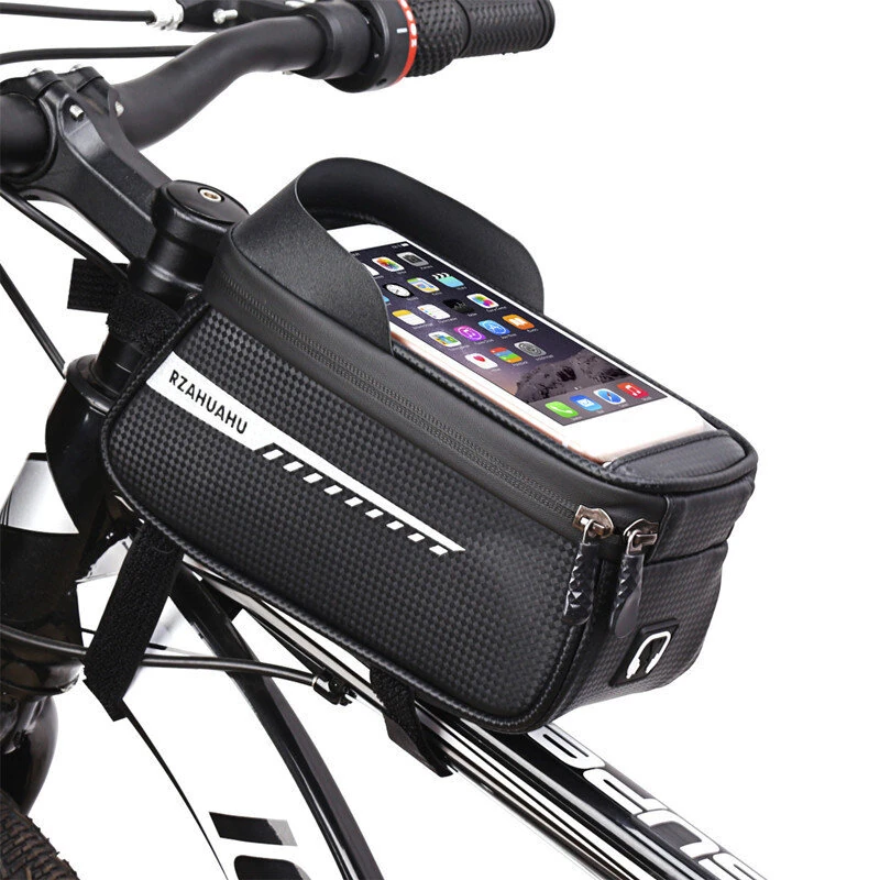 RZAHUAHU Bicycle Bag frame Front Tube Cycling Bike Phone Mount Bag Waterproof Phone Case Holder 6.5 Inches Touchscreen Bag Accessories with Reflective Strip — RZAHUAHU