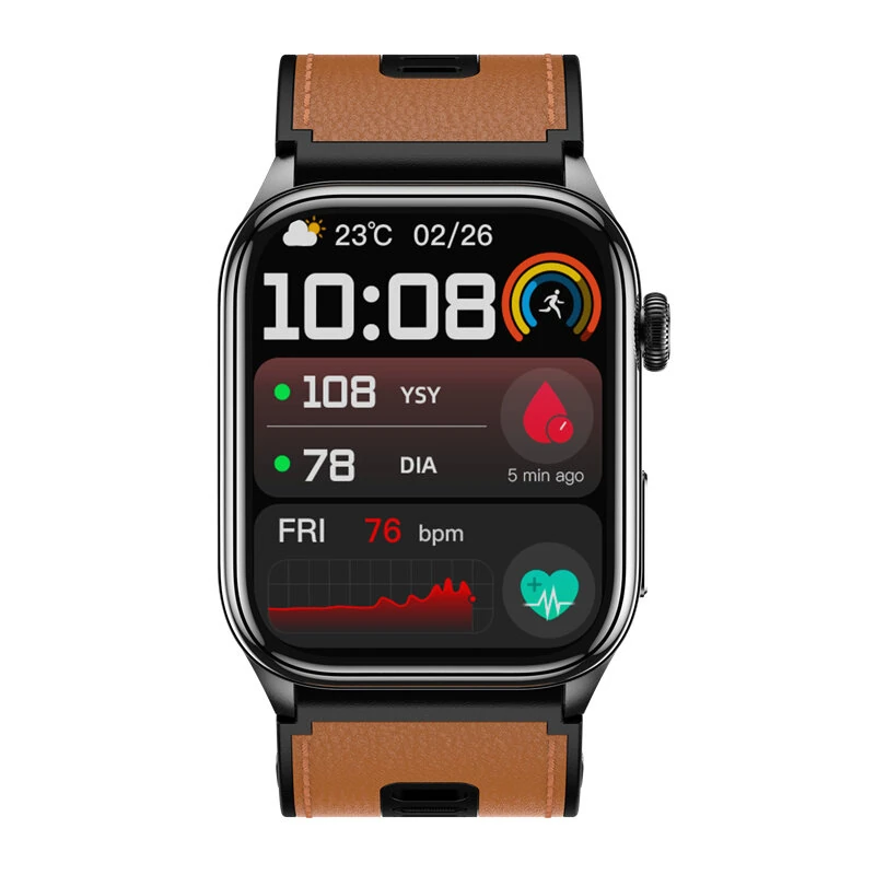 S101 2.06-inch AMOLED Display ECG Air Pump Balloon Accurate Blood Pressure Micro-Check NFC Function Voice Broadcast bluetooth Call Heart Rate Blood Oxygen Monitor Sleep Monitoring Non-invasive Blood Glucose Blood Composition Analysis SOS Emergency Call Mu — view 6