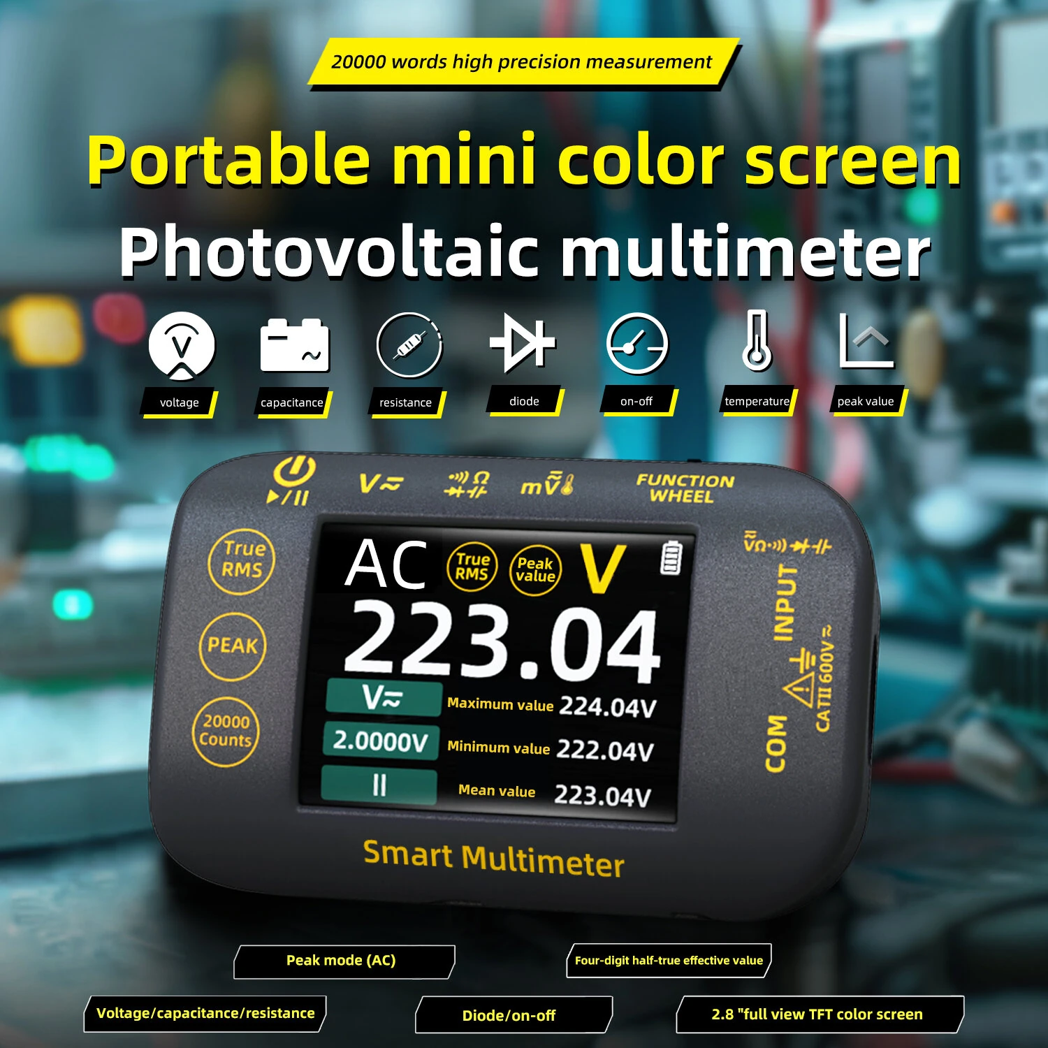S40 High Precision Multimeter 2.8" TFT Color Screen 320 x 240 Pixels Measures DC Voltage up to 1000V AC Voltage up to 750V — view 3