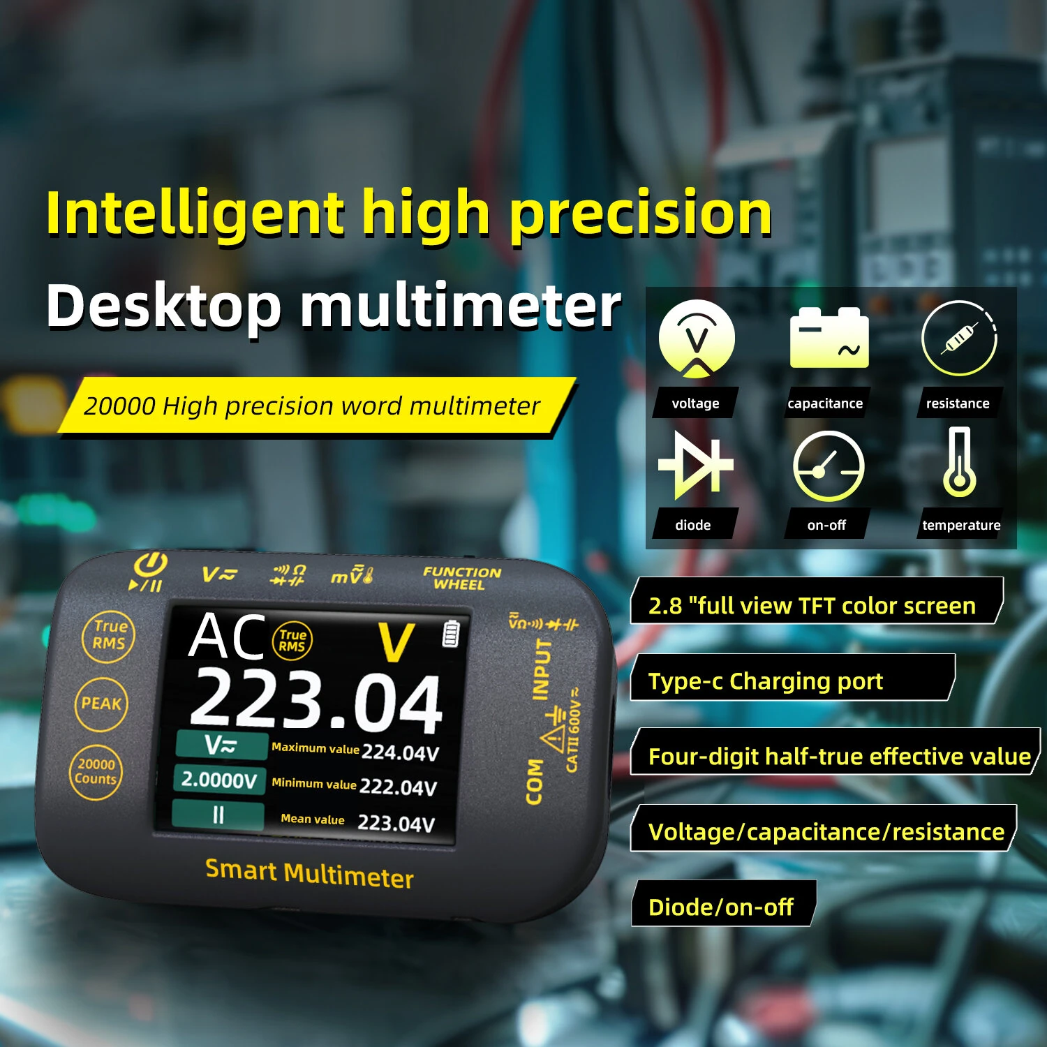 S40 High Precision Multimeter 2.8" TFT Color Screen 320 x 240 Pixels Measures DC Voltage up to 1000V AC Voltage up to 750V — view 8
