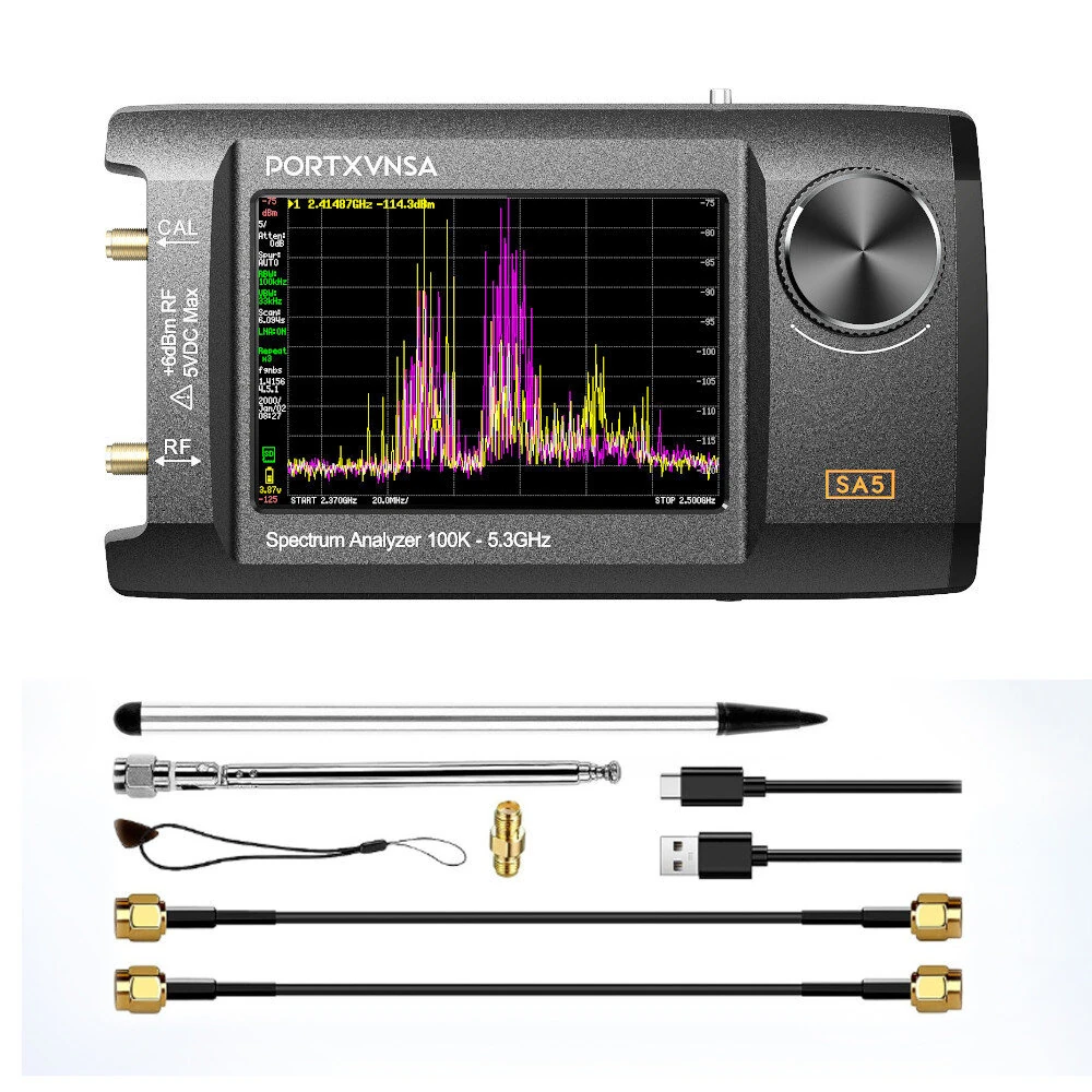 SA5 PORTXVNSA 4 inch IPS LCD Multi-function Handheld Spectrum Analyzer 100k-5.3GHz Signal Generator Spectrum Analysis Measuring — view 2